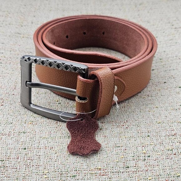 Men Handmade Belt Brown Leather Pin Buckle Waistband Belt Size 38 New With Tag - Picture 6 of 11